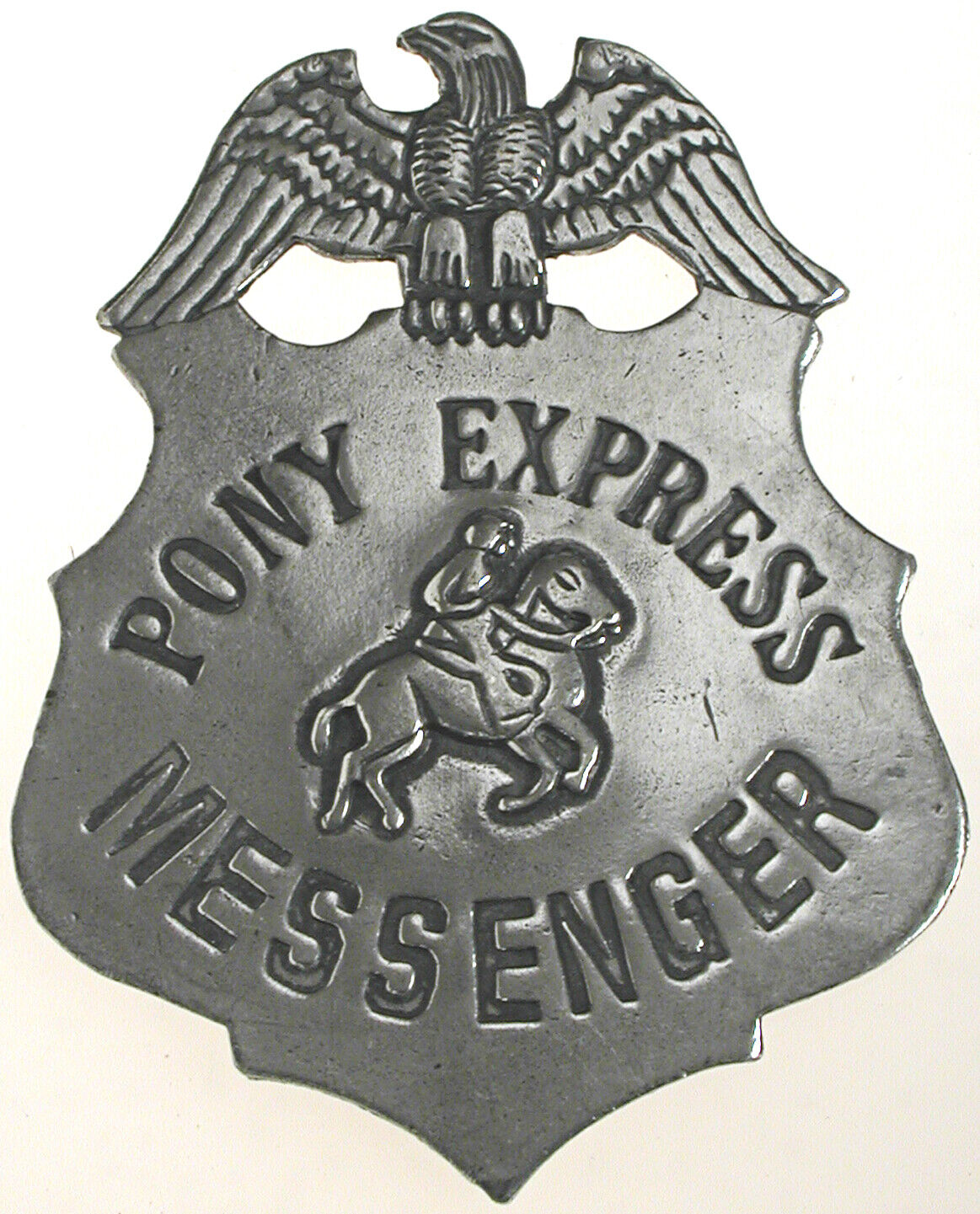Pony Express Messenger Badge,OLD WEST,SILVER,WESTERN,VINTAGE,#28