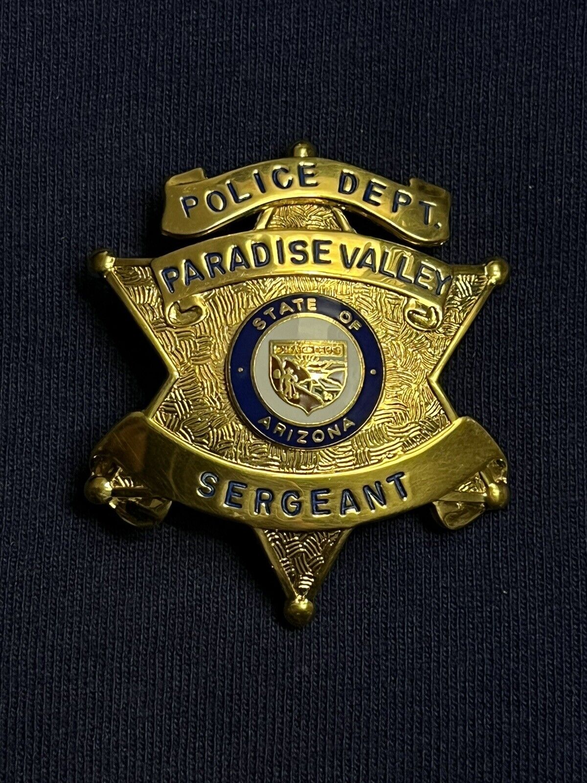 Obsolete Paradise Valley Police Department Sergeant Badge AZ Arizona Vintage