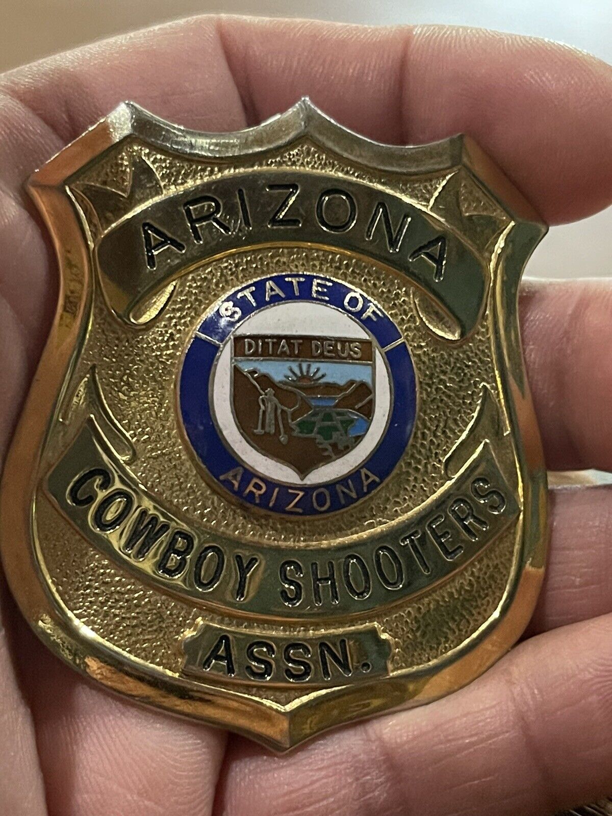 Vintage obsolete Badge Cowboy Shooters Arizona