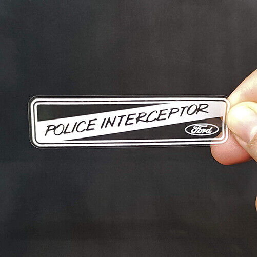 2 POLICE INTERCEPTOR Stickers, for Inside Window/Glass, Clear Vinyl Decal, Ford
