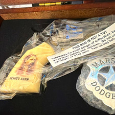 Dodge City Marshal Police Replica Badge with Display Case Wyatt Earp Set picture