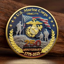 US Marine Corps 1775-2025 250th Anniversary Challenge Coin Military Veteran Gift picture