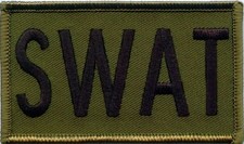 SWAT Embroidered Black on OD Hook Backed Patch 2 X 3 3/8 Veteran Seller picture