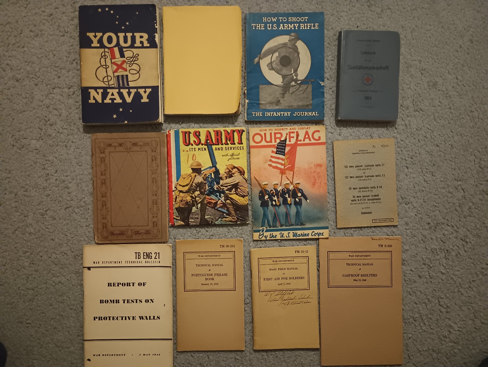 WW1 WW2  Book, Military Tech Manual, Journal Lot- Navy, Army, Marines Swiss Army