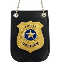 Police Badge with Chain and Belt Clip, Detective Role Play Costume Accessory, Go picture