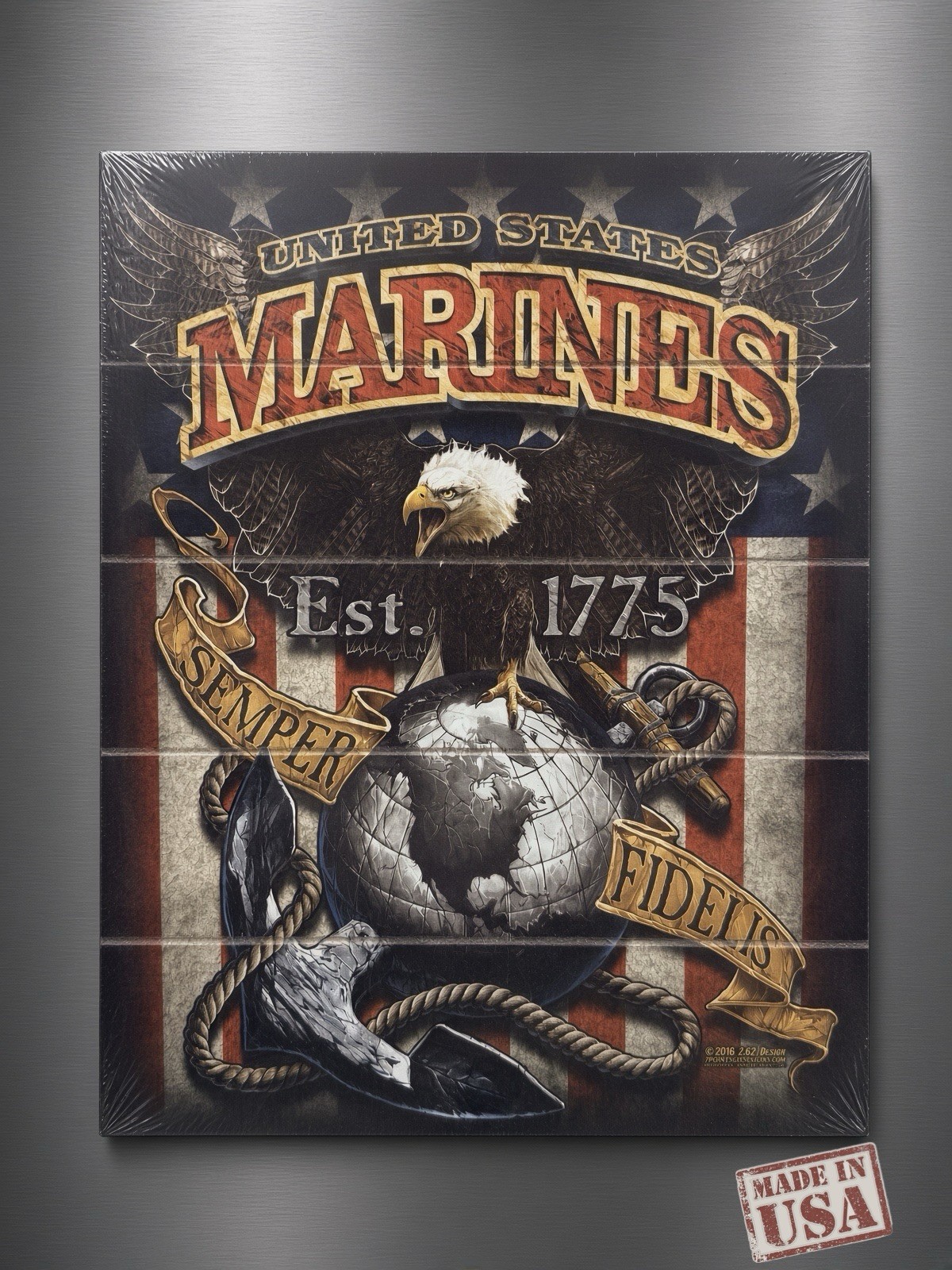 12x16 Wood Wall Sign Plaque USMC “United States Marines EST 1775” - Made In USA 12x16 Wood Wall Sign Plaque USMC “United States Marines EST 1775” - Made In USA