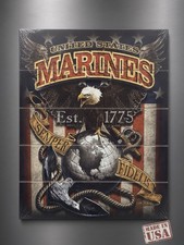 12x16 Wood Wall Sign Plaque USMC “United States Marines EST 1775” - Made In USA picture