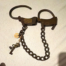 Vintage Police Chained Handcuffs with Keys and Key picture