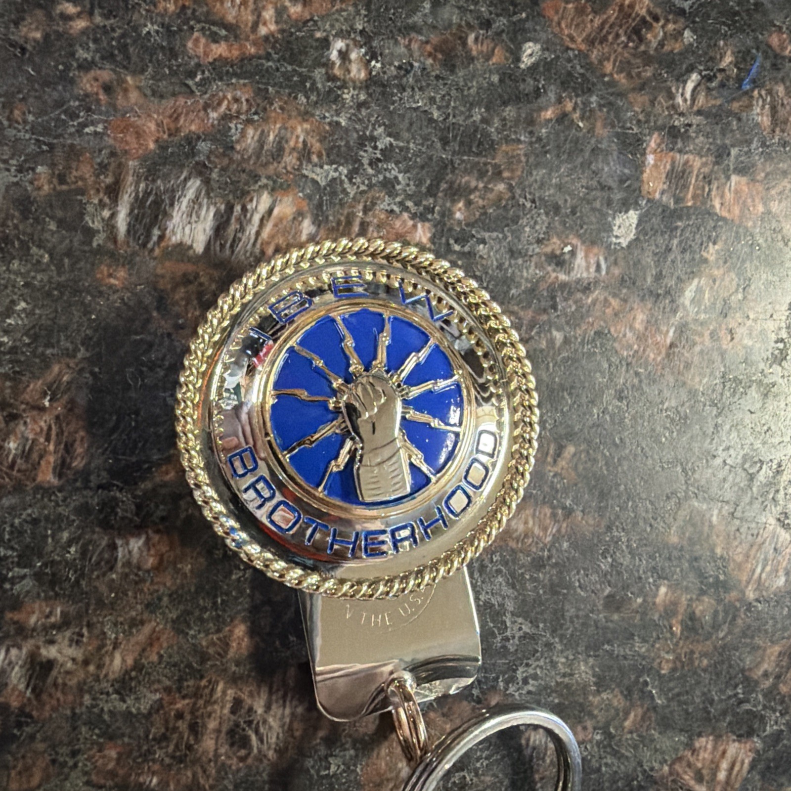 IBEW BROTHERHOOD navy blue filled key fob
