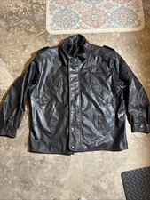 Genuine Leather Russian MVD Police Jacket Black L/XL Size picture