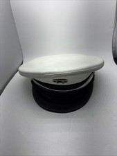 HARRIS & FRANK 1950’s White Dress Visor Cap Hat Peaked LA Police DEPT CPT 71/4 picture