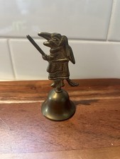 Vtg Brass Crow Raven Conductor Hand Bell Bird Figurine Baton 3.25” Kitchen Witch picture