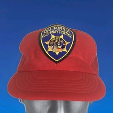 California Highway Patrol Hat Cap Red Mesh Foam Snap Back Eureka Patch Vintage 8 picture