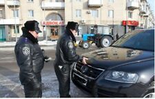 Leather jacket cap uniform DAI Police Historical Ukrainian militia Traffic unit picture
