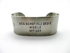 Vintage Military Bracelet Navy USS Schofield DEG-3 Missile Officer Silver Toned picture