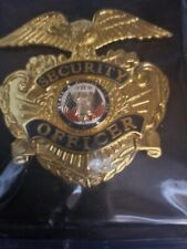 Guard Hat Security Badge Eagle Gold Tone 2 Inch Pin picture