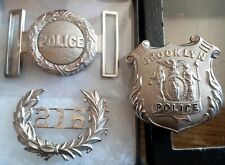 C1875 BROOKLYN NY Police Badge Defunct +matched belt buckle and hat number NYPD picture