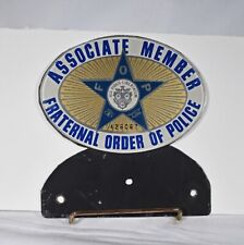 vintage FRATERNAL ORDER OF POLICE license plate topper member badge FOP tag picture