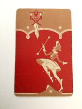 1930's Linen Drum Major & Baton Twirler Red Single Swap Playing Card picture