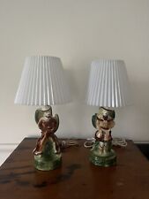 2 Antique Billy The Kid lamp Pair Porcelain Figural Western Lamps (2) WITH SHADE picture