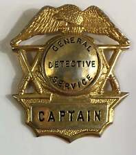 Vintage General Detective Service Badge - Captain - Gold Color  (1000633) picture