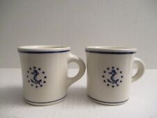 HOMER LAUGHLIN Fouled Anchor Navy Mess Officer Coffee Mug Cup X2 picture
