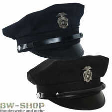 US POLICE PEAKED CAP + Badge Black & Blue New Police Hat security cap picture