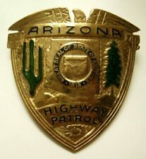 40s 50s Arizona Highway Patrol Enameled Hat Badge - ES picture