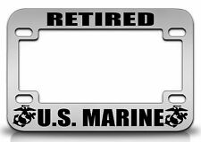 RETIRED US MARINE Marines Metal MOTORCYCLE License Frame r64 picture