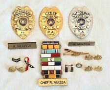 Vintage Obsolete Chief of Police Patrolman Badge Set with Awards picture