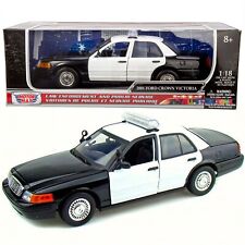 Motormax 1:18 2001 Ford Crown Victoria Police Unmarked Diecast Model Black 73516 picture