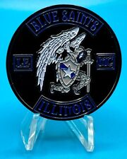 Rare Blue Saints Motorcycle Club Law Enforcement Illinois 2019 Challenge Coin picture
