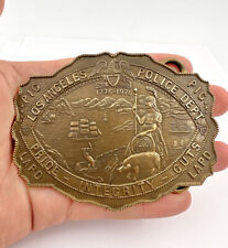 Vintage Los Angeles Police Department Montauk Silver Company Brass Belt Buckle picture