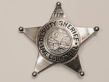 Vintage Obsolete Deputy Sheriff Badge Lake County, Illinois # F370 picture