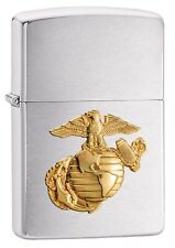 Zippo US Marines Emblem Pocket Lighter, Brushed Chrome (ZO10500), One Size picture