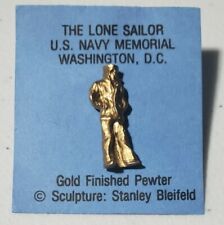 Rare Vintage The Lone Sailor Hat/Lapel Pin Gold Pewter United States Navy  picture
