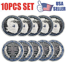10PC Police A Thin Blue Line Guardian Angel Blessed Prayer Emblem Challenge Coin picture