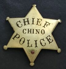 Antique obsolete late 1930s Chino California Chief's badge police picture