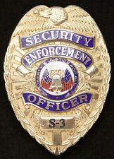 Vintage Obsolete Gold Tone Enamel Security Enforcement Officer Badge CW Nielson picture