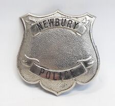 EARLY ANTIQUE OBSOLETE NEWBURY, MA? POLICE BADGE STAMPED METAL SILVER FINISH picture