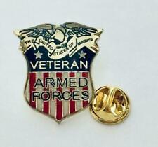 USA VETERAN ARMED FORCES LAPEL PIN Army Navy Air Force EGA Coast Guard picture