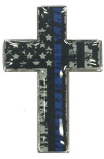 Thin Blue Line Cross American Flag Police Cop Law Enforcement Lapel Hat Pin picture