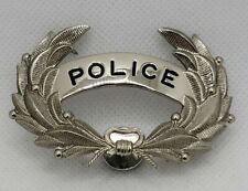 Blackinton Silver Tone Curved Police Hat Badge Laurel Leaf Wreath 2.75” VINTAGE  picture