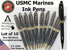 10 NEW USMC Marines Ballpoint BLACK Ink Pens  Marine Corps - NIB - NOS picture