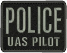 POLICE UAS P EMBROIDERY PATCH 4.5X6 hook on back/GRAY picture