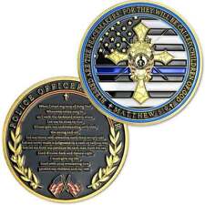 Law Enforcement Challenge Coin A Thin Blue Line Matthew 5:9 Officers Prayer picture