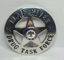 Vintage Leaf River Mississipi Drug Task Force Badge Police Badge Obsolete RARE picture