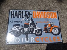  VINTAGE 1957 HARLEY DAVISON POLICE SALES PORCELAIN MOTORCYCLE DEALER SIGN picture