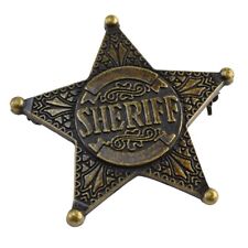 Old West Sheriff Star Badge Brass Lapel Pin Law Officer Police Costume Accessory picture