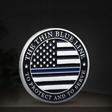 Coins Challenge Coin Police Officers Flag Coins Law Thin Enforcement Blue Line picture